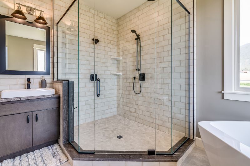 Small Shower with Built-in Shelves